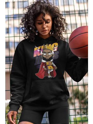 Cngz Shop Lebron Jemas Baskılı Kapüşonlu Sweatshirt, Unisex Oversize Basketbol Baskılı Hoodie