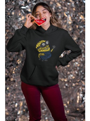 Cngz Shop Minion Bob 2 Kaligrafik Baskılı Kapüşonlu Sweatshirt, Unisex Oversize Minion Baskılı Hoodie