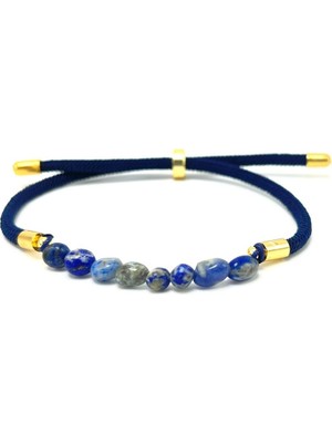 Yıldız Doğal Taş Sertifikalı Natural Lapis Lazuli Doğal Taş Makrome Bileklik Ayarlanabilir Ölçü