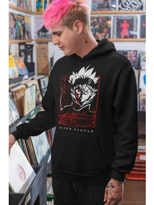 Cngz Shop Black Clover Asta 2 Baskılı Kapüşonlu Sweatshirt, Unisex Oversize Anime Baskılı Hoodie