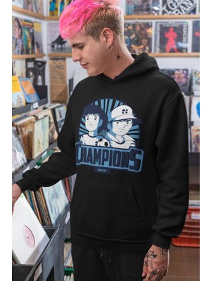 Cngz Shop Tsubasa Champions Yazılı Kapüşonlu Sweatshirt, Unisex Oversize Tsubasa Baskılı Hoodie