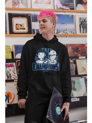 Cngz Shop Tsubasa Champions Yazılı Kapüşonlu Sweatshirt, Unisex Oversize Tsubasa Baskılı Hoodie