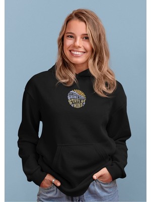 Cngz Shop Sunshine State Of Mind Yazılı Kapüşonlu Sweatshirt, Kadın Renkli Baskılı Hoodie