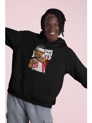 Cngz Shop Jimmy Butler Baskılı Kapüşonlu Sweatshirt, Unisex Oversize Basketbol Baskılı Hoodie