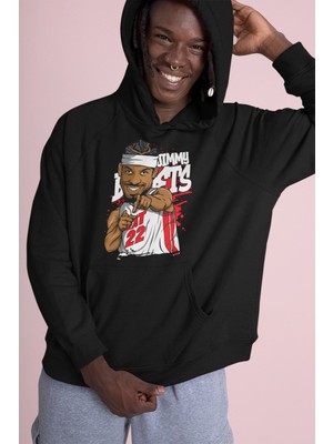 Cngz Shop Jimmy Butler Baskılı Kapüşonlu Sweatshirt, Unisex Oversize Basketbol Baskılı Hoodie