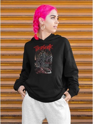 Cngz Shop Berserk Premium Baskılı Kapüşonlu Sweatshirt, Unisex Oversize Anime Baskılı Hoodie