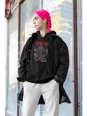 Cngz Shop Berserk Premium Baskılı Kapüşonlu Sweatshirt, Unisex Oversize Anime Baskılı Hoodie