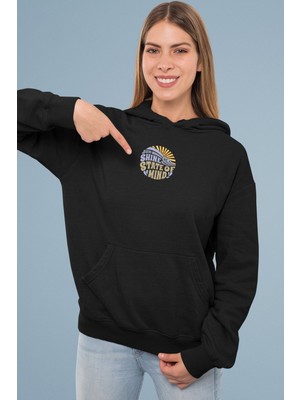 Cngz Shop Sunshine State Of Mind Yazılı Kapüşonlu Sweatshirt, Kadın Renkli Baskılı Hoodie