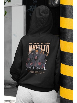 Cngz Shop Naruto Nagato Sırt Baskılı Kapüşonlu Sweatshirt, Unisex Oversize Anime Baskılı Hoodie