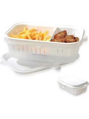 Geseus Moon Star Süzgeçli Bölmeli Kilitli Kızartmalık Kabı 2,4 Litre FR-605