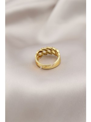 Skygo Gold Renk Metal Zincir Model Taşlı Kadın Yüzük - TJ-BYK2201