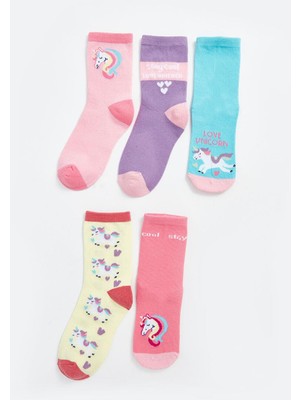 LC Waikiki Kids Desenli Kız Çocuk Soket Çorap 5'li
