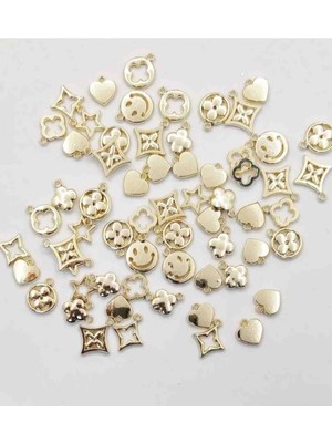 Yiğit Aksesuar 50 Adet Karışık Kararma Yapmaz Model Charm Kolye Bileklik Ucu Ara Aparat