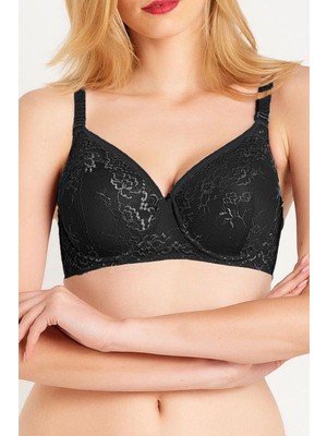 Magic Form 5923 Kadın Dantelli Ince Süngerli Toparlayıcı Sütyen-Siyah