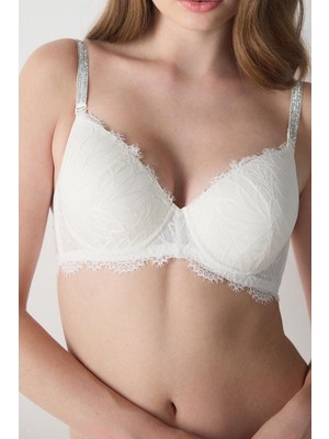 Magic Form 2671 Kadın Ekstra Dolgulu Dantelli Sütyen-Ekru
