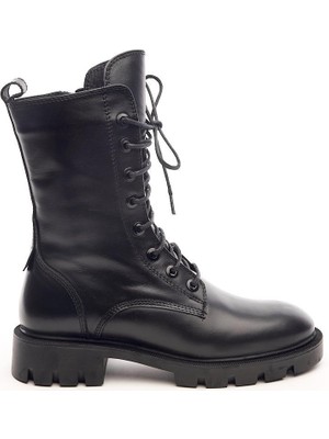 Derinet Deri Fermuarlı Kadın Bot