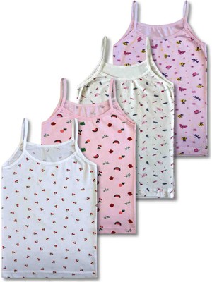 %95 Pamuklu Kız Çocuk  Atlet Fanila Iç Çamaşır 4lü Set