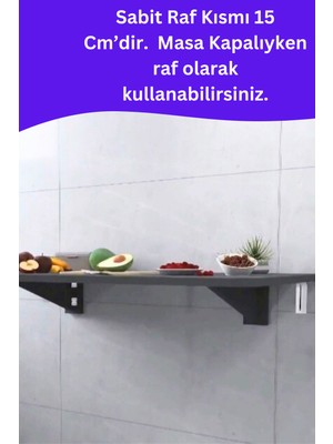 Kydonia Home Mdf Lam 4 Köşesi Oval Antrasit Gri Sabit Raflı Duvara Monte Kırma Katlanır Yemek Mutfak Masası