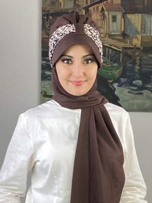 Sultan Model Kahverengi Lepoar Cırt Biritli Atkılı Şapka