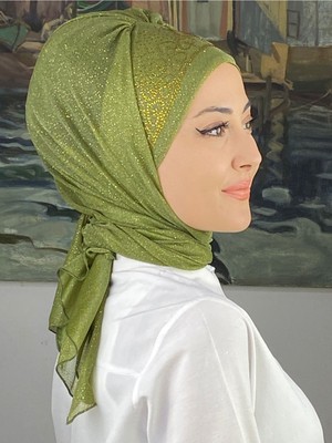 Butik AmbarPrenses Model Gold Taşlı Simli Şifon Hazır Şal