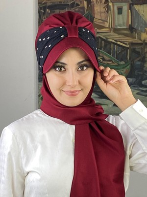 Kırmızı Puanlı Biritli Atkılı Şapka
