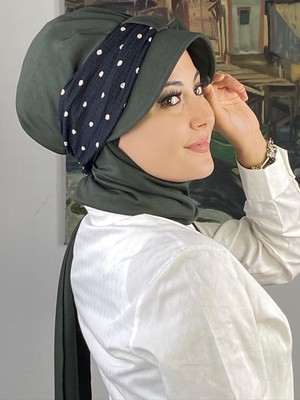 Sultan Model Haki Yeşili Puanlı Biritli Atkılı Şapka
