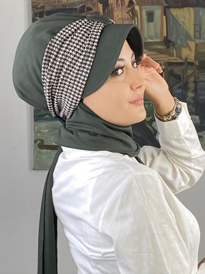 Sultan Model Haki Yeşili Biritli Atkılı Şapka