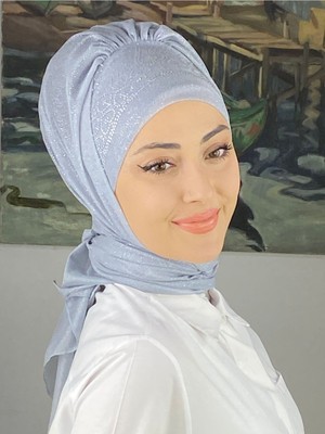 Butik AmbarPrenses Model Gümüş Simli Şifon Hazır Şal