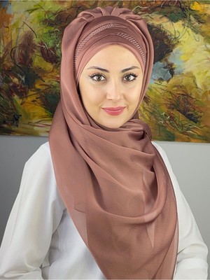 Butik Ambar Mihrimah Çapraz Drapeli Fransız Şifon Hazır Şal