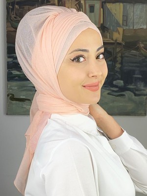 Butik AmbarGümüş Taşlı Drape Detaylı Simli Şal