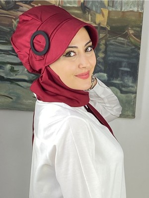Butik AmbarTokalı Atkılı Tesettür Şapka Şal