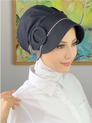 Butik AmbarNazlı Model Tokalı Iri Kazayaklı Tesettür Şapka