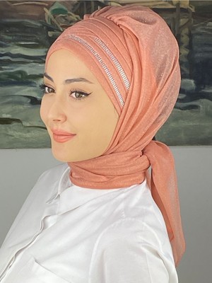 Butik AmbarButik Ambar Gümüş Taşlı Drape Detaylı Simli Şal