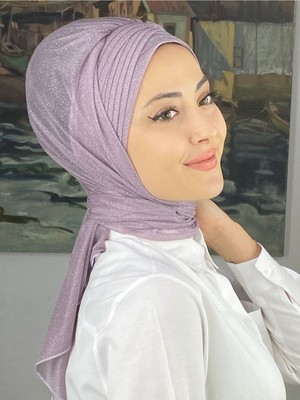 Butik AmbarButik Ambar Gümüş Taşlı Drape Detaylı Simli Şal