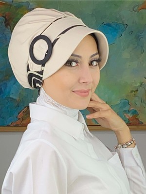 Butik AmbarButik Ambar Nazlı Model Tokalı Zebra Desenli Tesettür Şapka