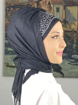 Butik AmbarPrenses Model Gümüş Simli Şifon Hazır Şal