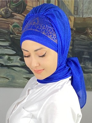 Butik AmbarPrenses Model Gold Taşlı Simli Şifon Hazır Şal