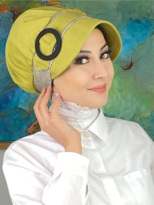 Butik AmbarNazlı Model Tokalı Küçük Sütlü Kahve Kazayaklı Tesettür Şapka