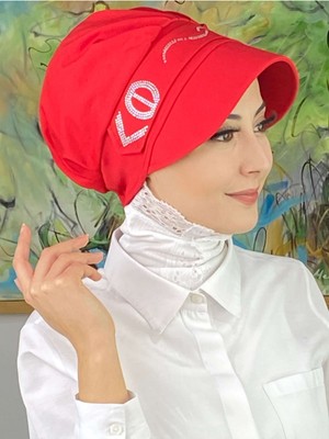 Butik AmbarToka ve Kemerli Desenli Taşlı Şapka