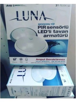 Luna Ledli Pır Sensörlü Tavan Armatürü Beyaz Işık