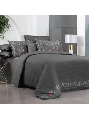 Sarev Tirol Pamuk Saten Çift Kişilik Gri Nevresim Takımı