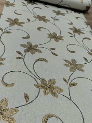 Kabartmalı Çiçek Desenli Silinebilir Duvar Kağıdı(Genişlik 53CM Uzunluk 10METRE)