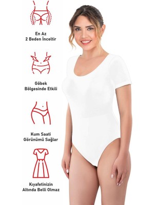 Beyaz Emay 1926 Soft Yarım Kollu Body Xl