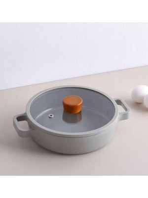 Neoflam Fika Alüminyum Döküm 20 cm Cam Kapaklı Gri Sahan