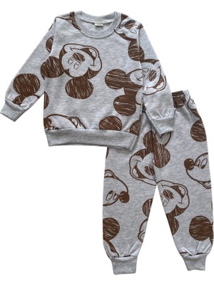 Şeker Kids Erkek Çocuk Pamuklu 2 Iplik Şardonlu Mickey Mouse Desenli Pijama Takımı