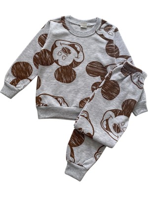 Şeker Kids Erkek Çocuk Pamuklu 2 Iplik Şardonlu Mickey Mouse Desenli Pijama Takımı