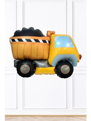 Pekshop Yüklü Sarı Kamyon Folyo Balon Inşaat Tema Doğum Günü Balon