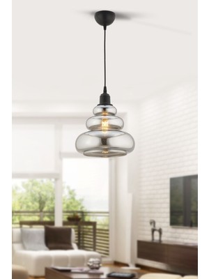Woodhub Küre Dekoratif Füme Tekli Cam Sarkıt 2324PVD