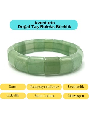 Yıldız Doğal Taş Sertifikalı Aventurin Doğal Taş Roleks Bileklik
