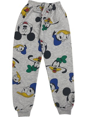 Şeker Kids Erkek Çocuk Pamuklu Gri Mickey Mouse Desen Pijama Takımı